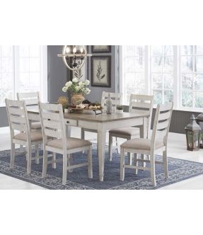 Rectangular Dining Table Set with 6 Fabric Upholstered Chairs and Drawers - Derby